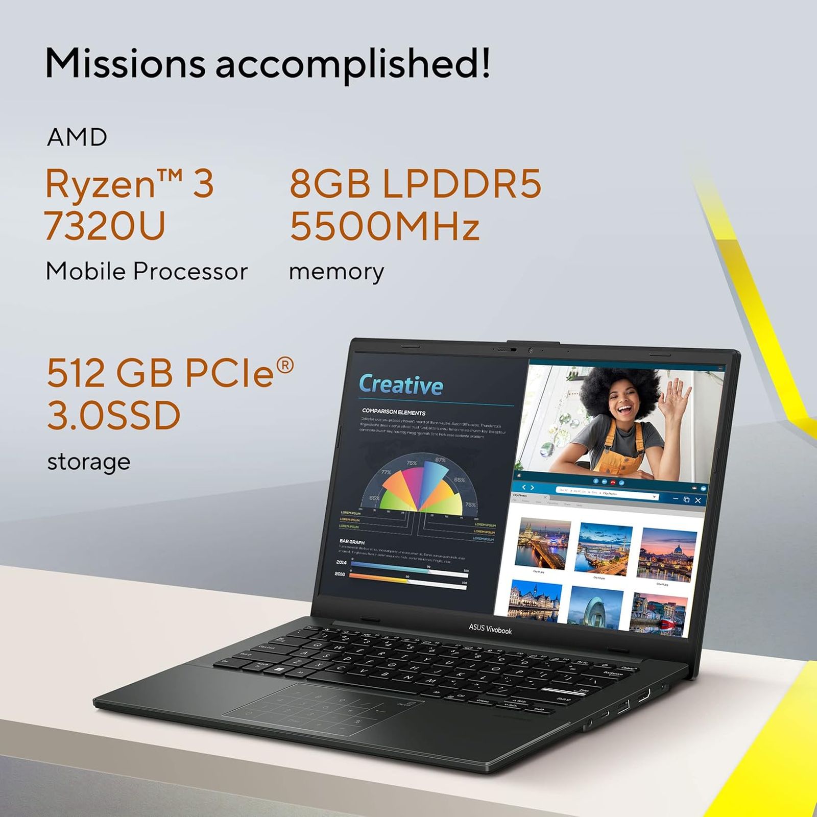 Windowsノート本体 ASUS VivobookGo14 Ryzen3 7320 8GB 512GB ASUS Vivobook Go 14 E1404F Ryzen 3 7320U・8GBメモリ・512GB SSD